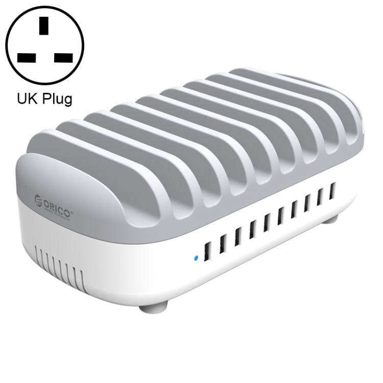 ORICO DUK-10P-DX 120W 5V 2.4A 10 Ports USB Charging Station, UK Plug(White) - free shipping - PMC TechLife - Order now!