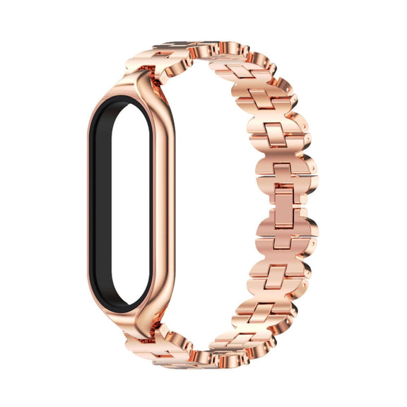 For Xiaomi Mi Band 5 / 6 MIJOBS Bone Chain Double Hole Metal Watch Band(Rose Gold) - Watch Bands by MIJOBS