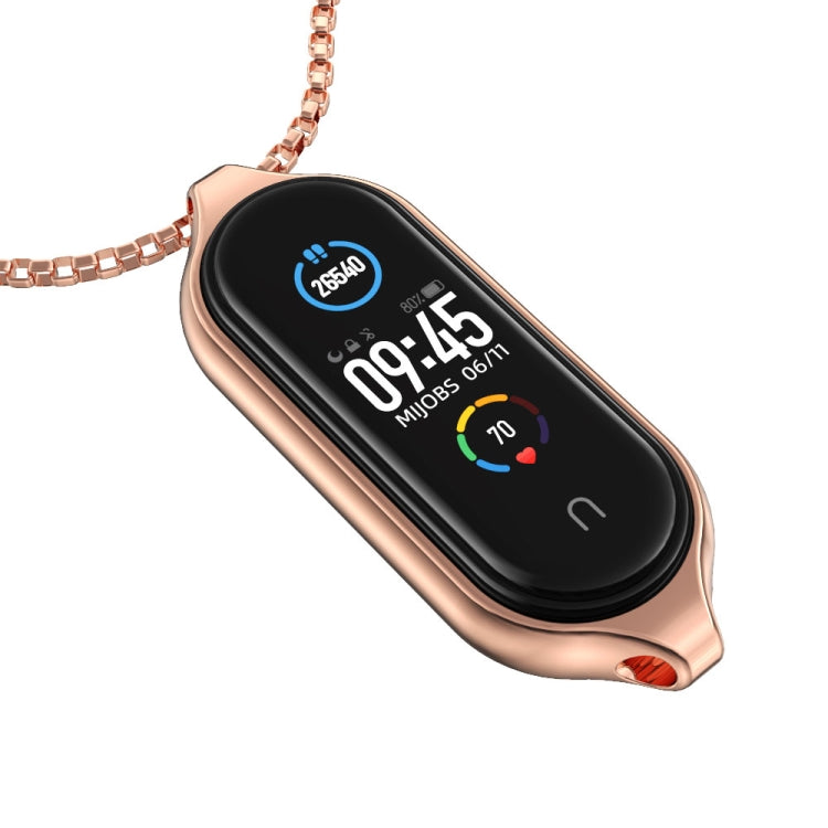 For Xiaomi Mi Band 5 / 6 MIJOBS Metal Pendant Stainless Steel Watch Necklace(Rose Gold) - free shipping - PMC TechLife - Order now!