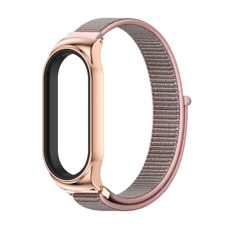 For Xiaomi Mi Band 7 / 7 NFC MIJOBS CS Stainless Steel Case Nylon Watch Band(Pink Sand Rose Gold) - Watch Bands by MIJOBS | Online Shopping South Africa | PMC TechLife | Buy Now Pay Later Mobicred