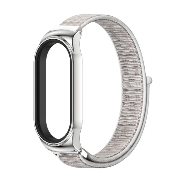 For Xiaomi Mi Band 7 / 7 NFC MIJOBS CS Stainless Steel Case Nylon Watch Band(Sea Shell Silver) - Watch Bands by MIJOBS