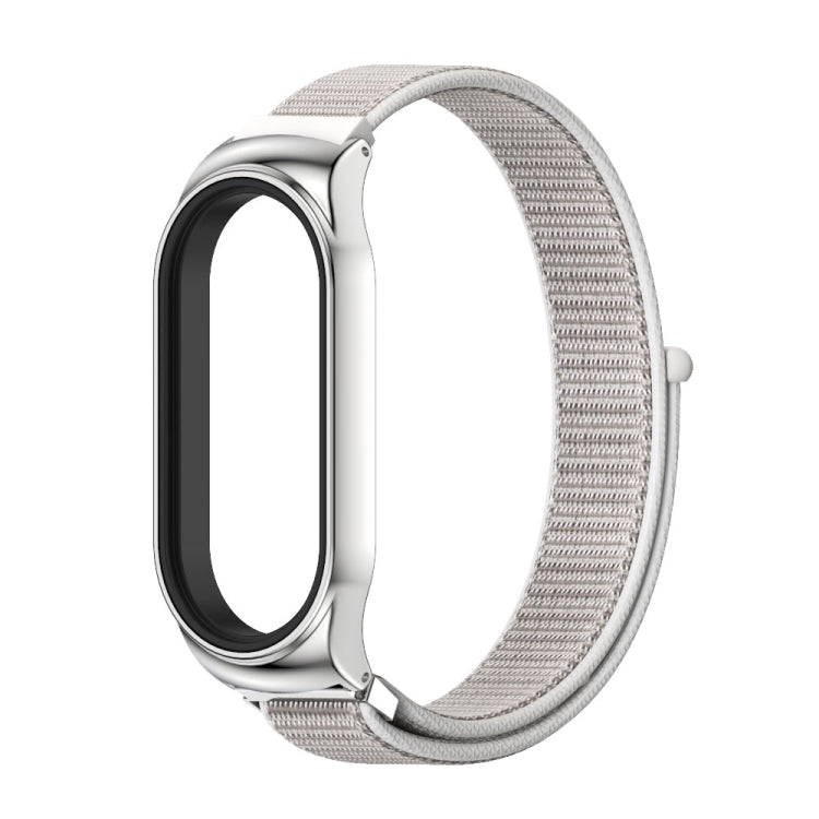 For Xiaomi Mi Band 7 / 7 NFC MIJOBS CS Stainless Steel Case Nylon Watch Band(Sea Shell Silver) - Watch Bands by MIJOBS