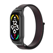 For Xiaomi Mi Band 7 / 7 NFC MIJOBS CS Stainless Steel Case Nylon Watch Band(Black Red) - Watch Bands by MIJOBS