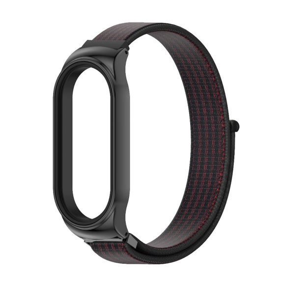 For Xiaomi Mi Band 7 / 7 NFC MIJOBS CS Stainless Steel Case Nylon Watch Band(Black Red) - Watch Bands by MIJOBS