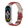 For Xiaomi Mi Band 7 / 7 NFC MIJOBS CS Metal Case Genuine Leather Top Layer Cowhide Watch Band(Red Silver) - Watch Bands by MIJOBS