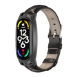 For Xiaomi Mi Band 7 / 7 NFC MIJOBS GT Metal Case Top Layer Cowhide Watch Band(Bamboo Black) - Watch Bands by MIJOBS