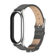 For Xiaomi Mi Band 7 / 7 NFC MIJOBS Plus Metal Case Microfiber Leather Watch Band(Grey Silver) - Watch Bands by MIJOBS