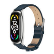 For Xiaomi Mi Band 7 / 7 NFC MIJOBS Plus Metal Case Microfiber Leather Watch Band(Blue Silver) - Watch Bands by MIJOBS