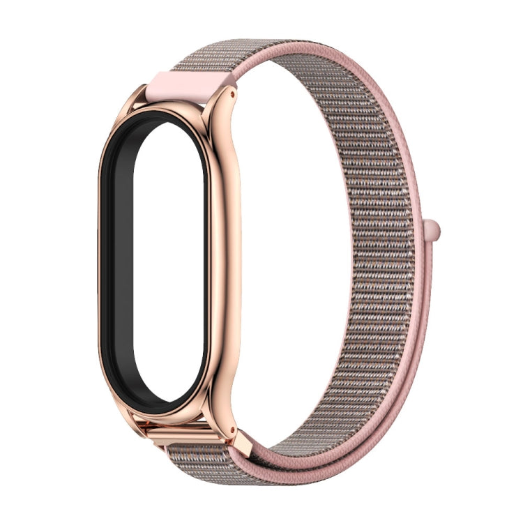 For Xiaomi Mi Band 7 / 7 NFC MIJOBS Plus Stainless Steel Case Nylon Watch Band(Pink Sand Rose Gold) - Watch Bands by MIJOBS | Online Shopping South Africa | PMC TechLife | Buy Now Pay Later Mobicred