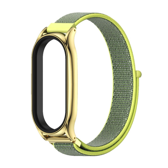 For Xiaomi Mi Band 7 / 7 NFC MIJOBS Plus Stainless Steel Case Nylon Watch Band(Yellow) - Watch Bands by MIJOBS
