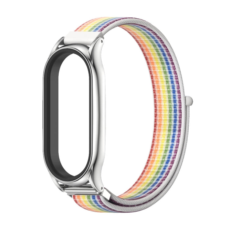 For Xiaomi Mi Band 7 / 7 NFC MIJOBS Plus Stainless Steel Case Nylon Watch Band(Colorful Silver) - Watch Bands by MIJOBS