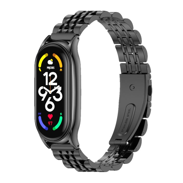For Xiaomi Mi Band 7 / 7 NFC MIJOBS Plus Seven-bead Metal Stainless Steel Watch Band(Black) - Watch Bands by MIJOBS | Online Shopping South Africa | PMC TechLife | Buy Now Pay Later Mobicred