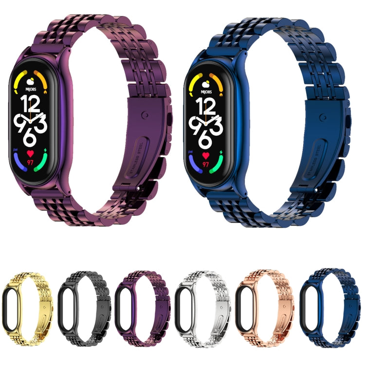 For Xiaomi Mi Band 7 / 7 NFC MIJOBS Plus Seven-bead Metal Stainless Steel Watch Band(Silver) - free shipping - PMC TechLife - Order now!
