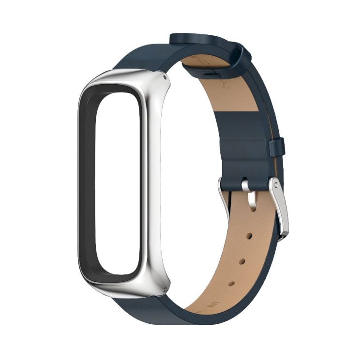 For Samsung Galaxy Fit 2 MIJOBS Metal Case Microfiber Leather Watch Band(Blue Silver) - free shipping - PMC TechLife - Order now!