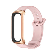 For Samsung Galaxy Fit 2 MIJOBS Metal Case Silicone Watch Band(Pink Rose Gold)