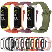 For Samsung Galaxy Fit 2 MIJOBS Metal Case Silicone Watch Band(Pink Rose Gold)