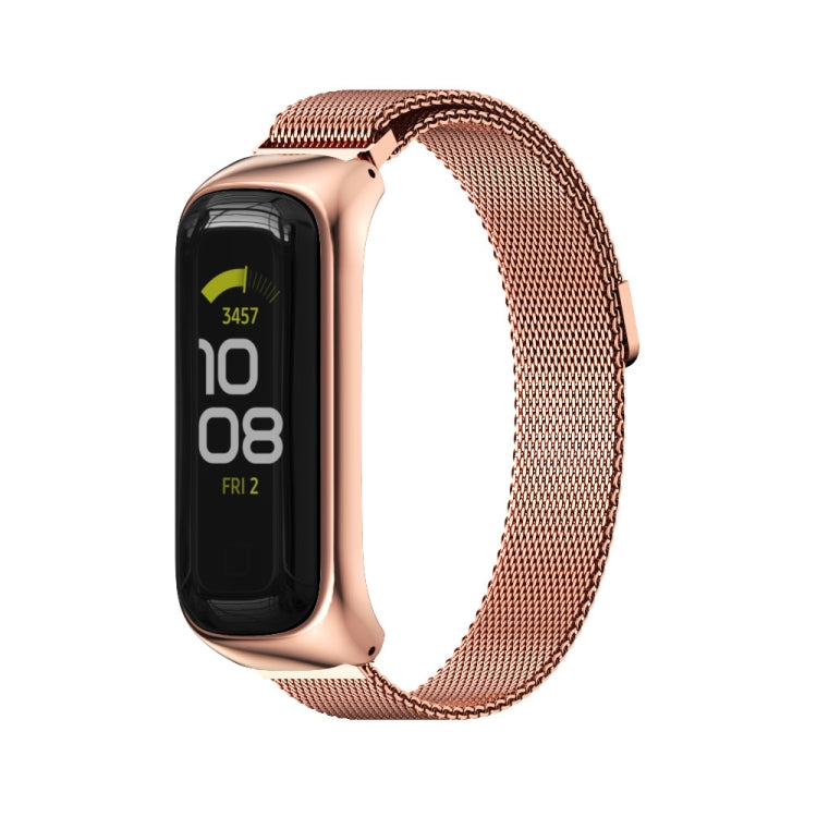 For Samsung Galaxy Fit 2 MIJOBS Milan Magnetic Stainless Steel Watch Band(Rose Gold)