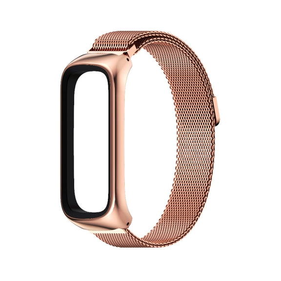 For Samsung Galaxy Fit 2 MIJOBS Milan Magnetic Stainless Steel Watch Band(Rose Gold)