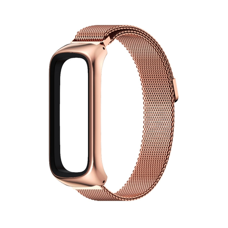 For Samsung Galaxy Fit 2 MIJOBS Milan Magnetic Stainless Steel Watch Band(Rose Gold)