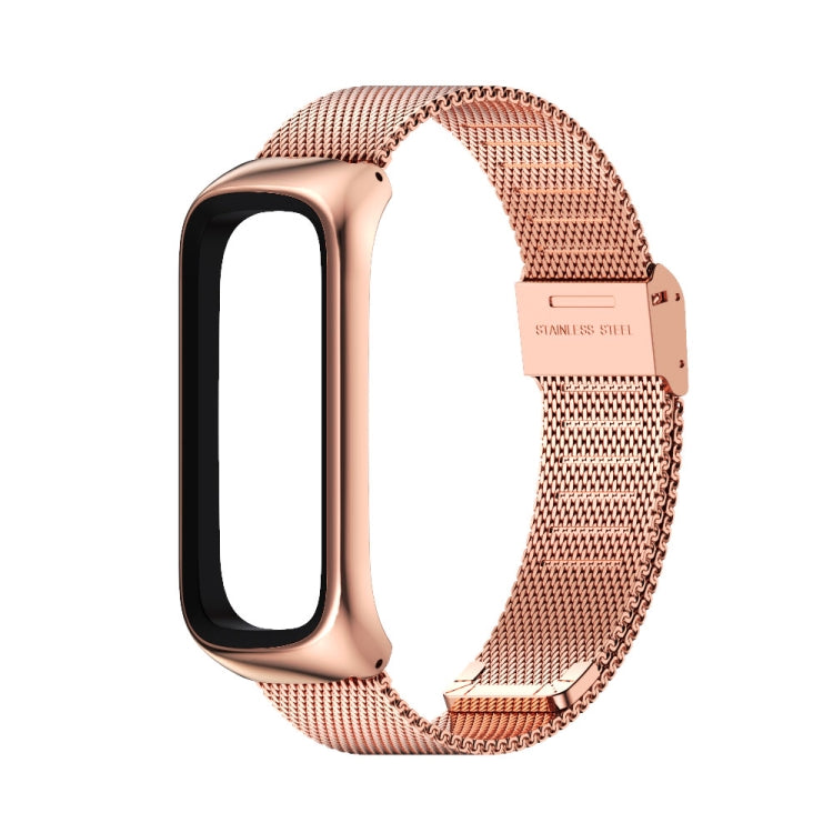 For Samsung Galaxy Fit 2 MIJOBS Milan Buckle Stainless Steel Watch Band(Rose Gold)