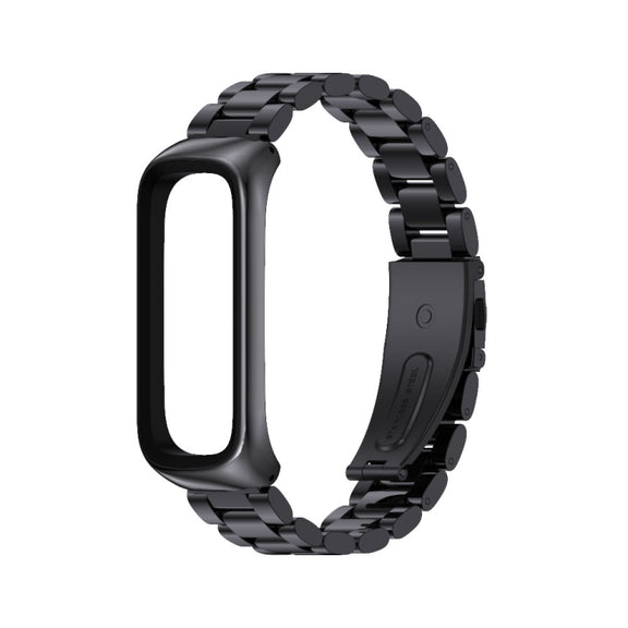 For Samsung Galaxy Fit 2 MIJOBS Three-bead Metal Stainless Steel Watch Band(Black)