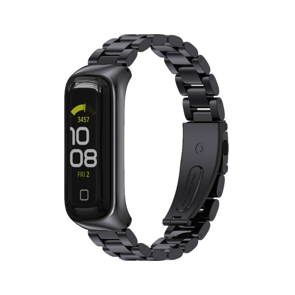 For Samsung Galaxy Fit 2 MIJOBS Three-bead Metal Stainless Steel Watch Band(Black)