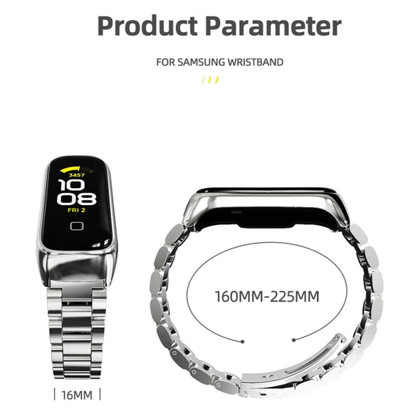 For Samsung Galaxy Fit 2 MIJOBS Three-bead Metal Stainless Steel Watch Band(Black)
