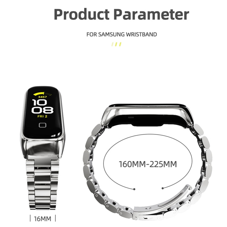 For Samsung Galaxy Fit 2 MIJOBS Three-bead Metal Stainless Steel Watch Band(Black)