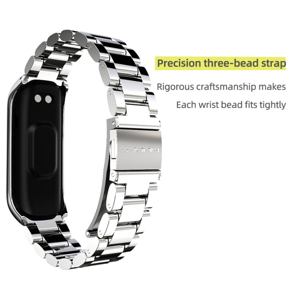 For Samsung Galaxy Fit 2 MIJOBS Three-bead Metal Stainless Steel Watch Band(Black)