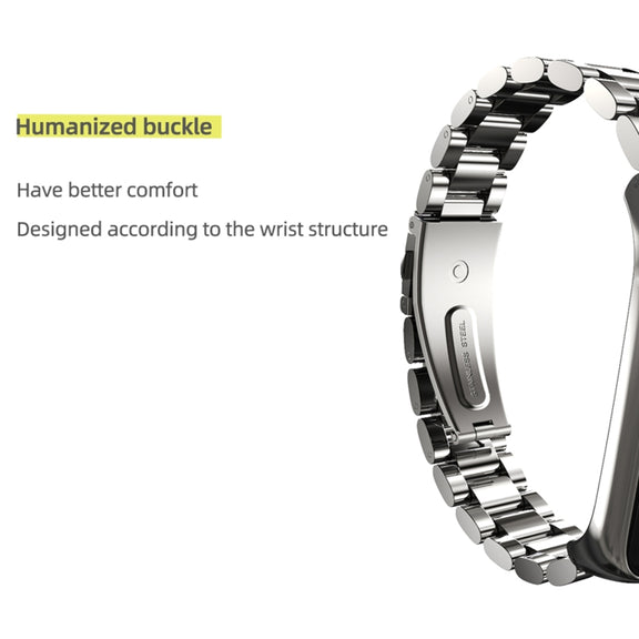 For Samsung Galaxy Fit 2 MIJOBS Three-bead Metal Stainless Steel Watch Band(Black)