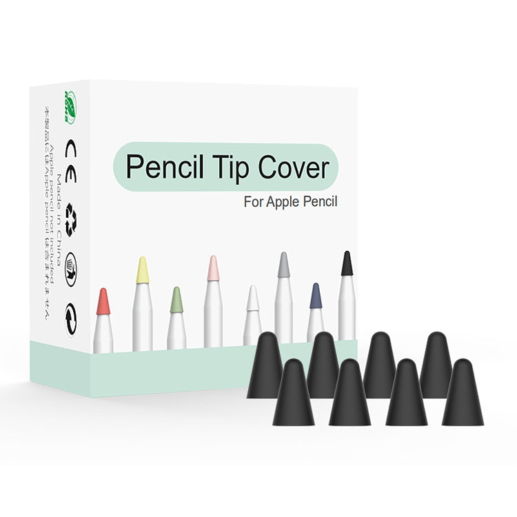 8 PCS / Set Universal Wearable Stylus Nib Cover For Apple Pencil 1 / 2(Black)