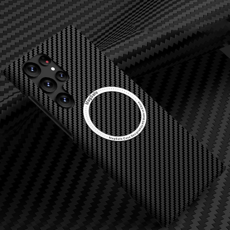 For Samsung Galaxy S22 Ultra 5G Carbon Fiber Texture MagSafe Magnetic Phone Case(Black) - Galaxy S22 Ultra 5G Cases by PMC TechLife | Online Shopping South Africa | PMC TechLife
