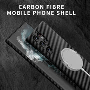 For Samsung Galaxy S21 Plus 5G Carbon Fiber Texture MagSafe Magnetic Phone Case(Black)
