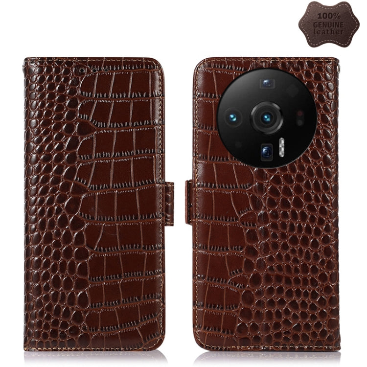 For Xiaomi 12S Ultra Crocodile Top Layer Cowhide Leather Phone Case(Brown) - Xiaomi Cases by PMC TechLife | Online Shopping South Africa | PMC TechLife