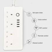 WIFI  13A SM-SO301-K 4 Holes + 4 USB Multi-purpose Smart Power Strip, UK Plug