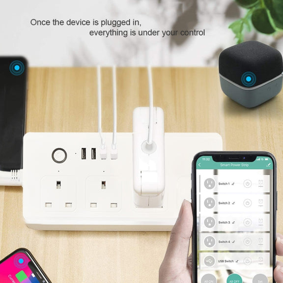 WIFI  13A SM-SO301-K 4 Holes + 4 USB Multi-purpose Smart Power Strip, UK Plug