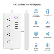 ZigBee 10A SM-SO301-U 2500W 4 Holes + 4 USB Smart Power Strip, US Plug(White)