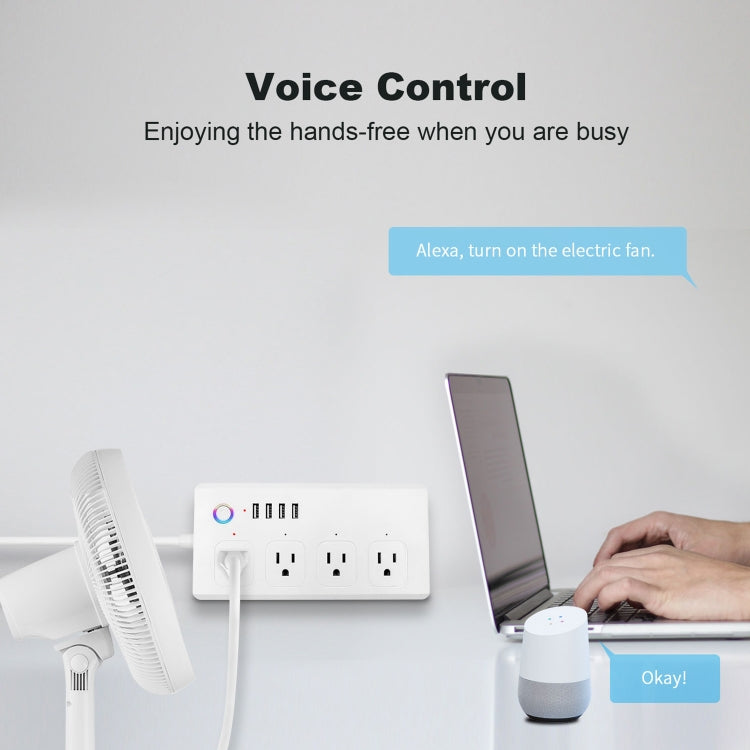 ZigBee 10A SM-SO301-U 2500W 4 Holes + 4 USB Smart Power Strip, US Plug(White) - Smart Socket by PMC TechLife | Online Shopping South Africa | PMC TechLife