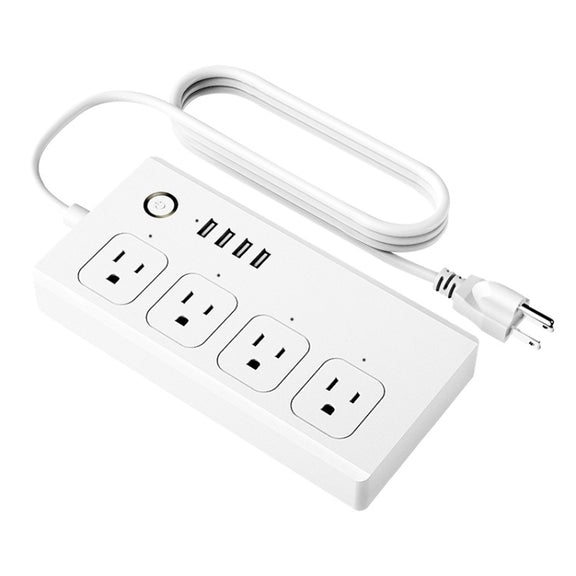 ZigBee 10A SM-SO301-U 2500W 4 Holes + 4 USB Smart Power Strip, US Plug(White)