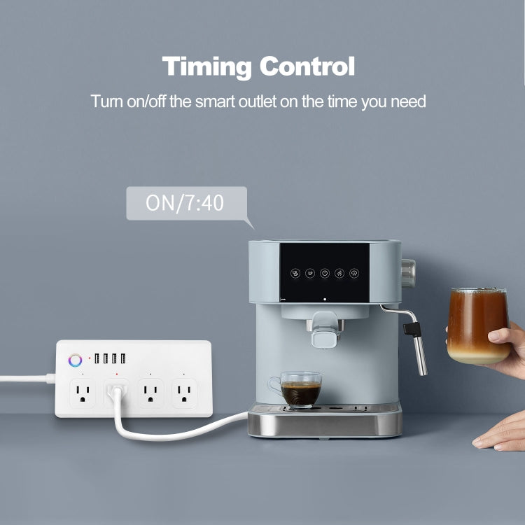 ZigBee 10A SM-SO301-U 2500W 4 Holes + 4 USB Smart Power Strip, US Plug(White)