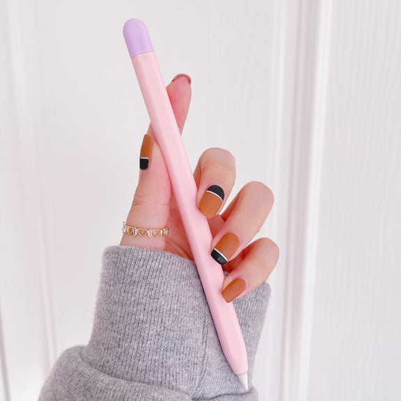 Contrasting Color Silicone Protective Case For Apple Pencil 2(Light Purple)