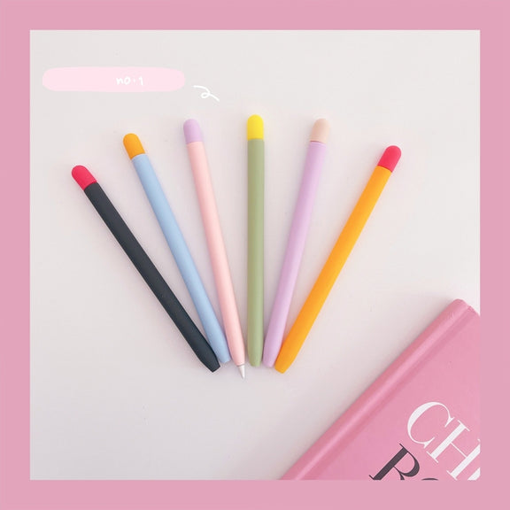 Contrasting Color Silicone Protective Case For Apple Pencil 2(Black)