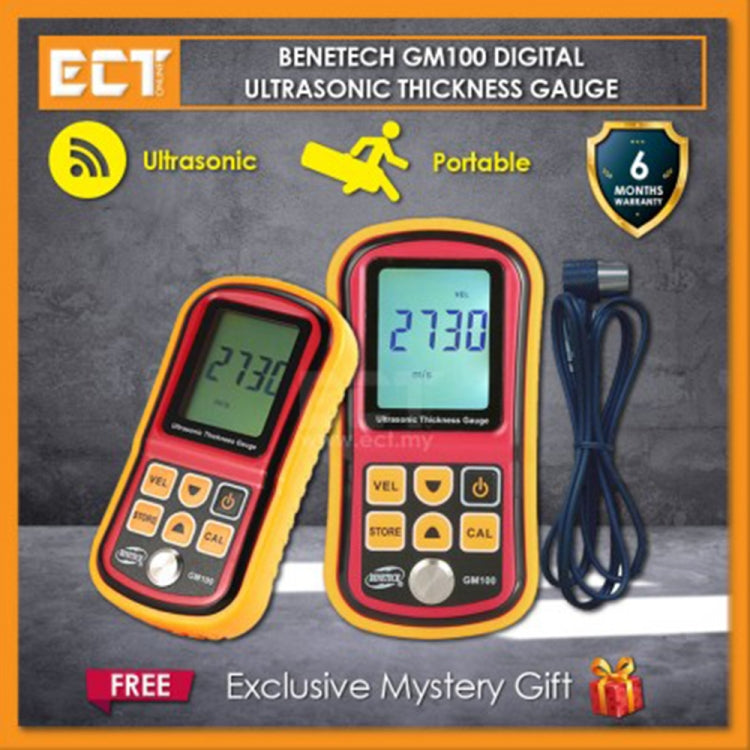 BENETECH GM-100 Ultrasonic Thickness Meter Tester Gauge Velocity 1.2~225mm(Aluminum Box Version) - free shipping - PMC Jewellery - Order now!