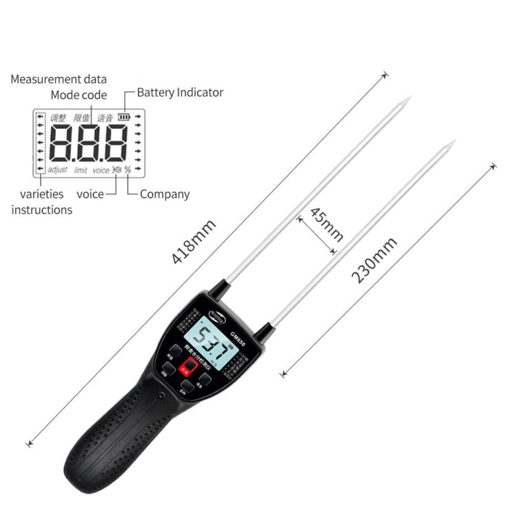 BENETECH GM650A Grain Moisture Meter, Battery Not Included