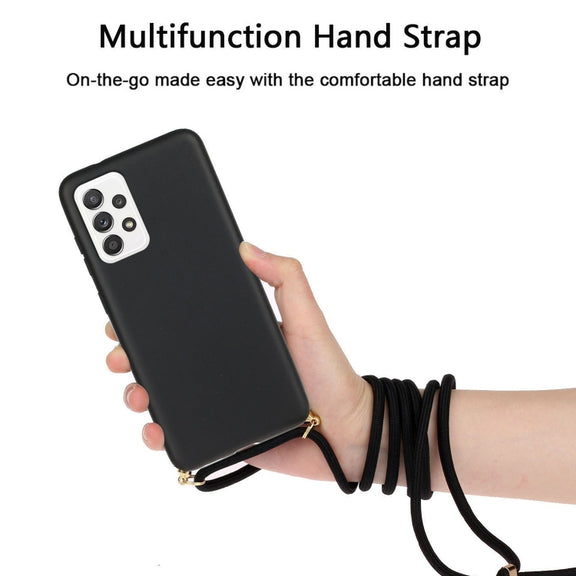 For Samsung Galaxy A33 5G Wheat Straw Material + TPU Protective Case with Lanyard(Black)