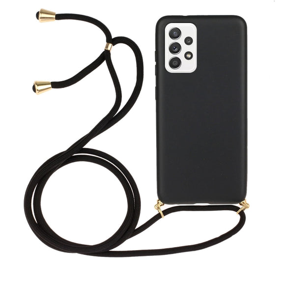For Samsung Galaxy A33 5G Wheat Straw Material + TPU Protective Case with Lanyard(Black)