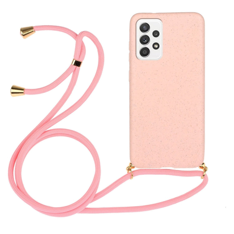 For Samsung Galaxy A33 5G Wheat Straw Material + TPU Protective Case with Lanyard(Pink) - free shipping - PMC TechLife - Order now!