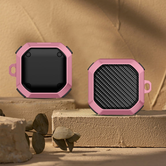 For Samsung Galaxy Buds Live / Buds 2 / Buds Pro / Buds 2 Pro Thunder Carbon Fiber TPU+PC Earphones Protective Case with Hook Up(Black and Pink)