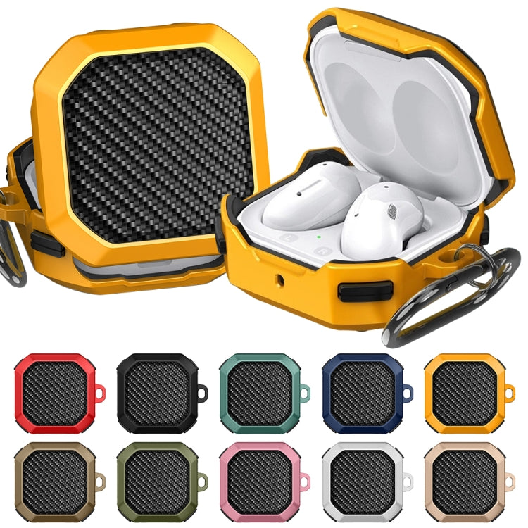 For Samsung Galaxy Buds Live / Buds 2 / Buds Pro / Buds 2 Pro Thunder Carbon Fiber TPU+PC Earphones Protective Case with Hook Up(Black and Pink)