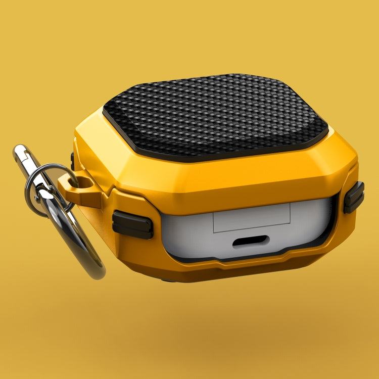 For Samsung Galaxy Buds Live / Buds 2 / Buds Pro / Buds 2 Pro Thunder Carbon Fiber TPU+PC Earphones Protective Case with Hook Up(Black and Yellow) - Samsung Earphone Case by PMC TechLife | Online Shopping South Africa | PMC TechLife